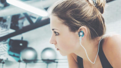 woman with headphones in
